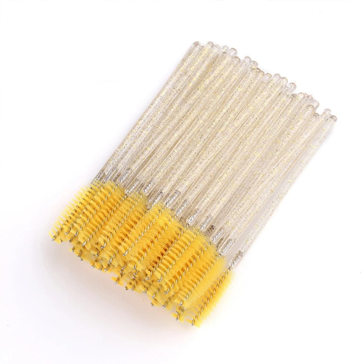 8 to 98 pieces yellow stripes, glittered transparent handle, eyelash brush, make-up tools and beauty salon