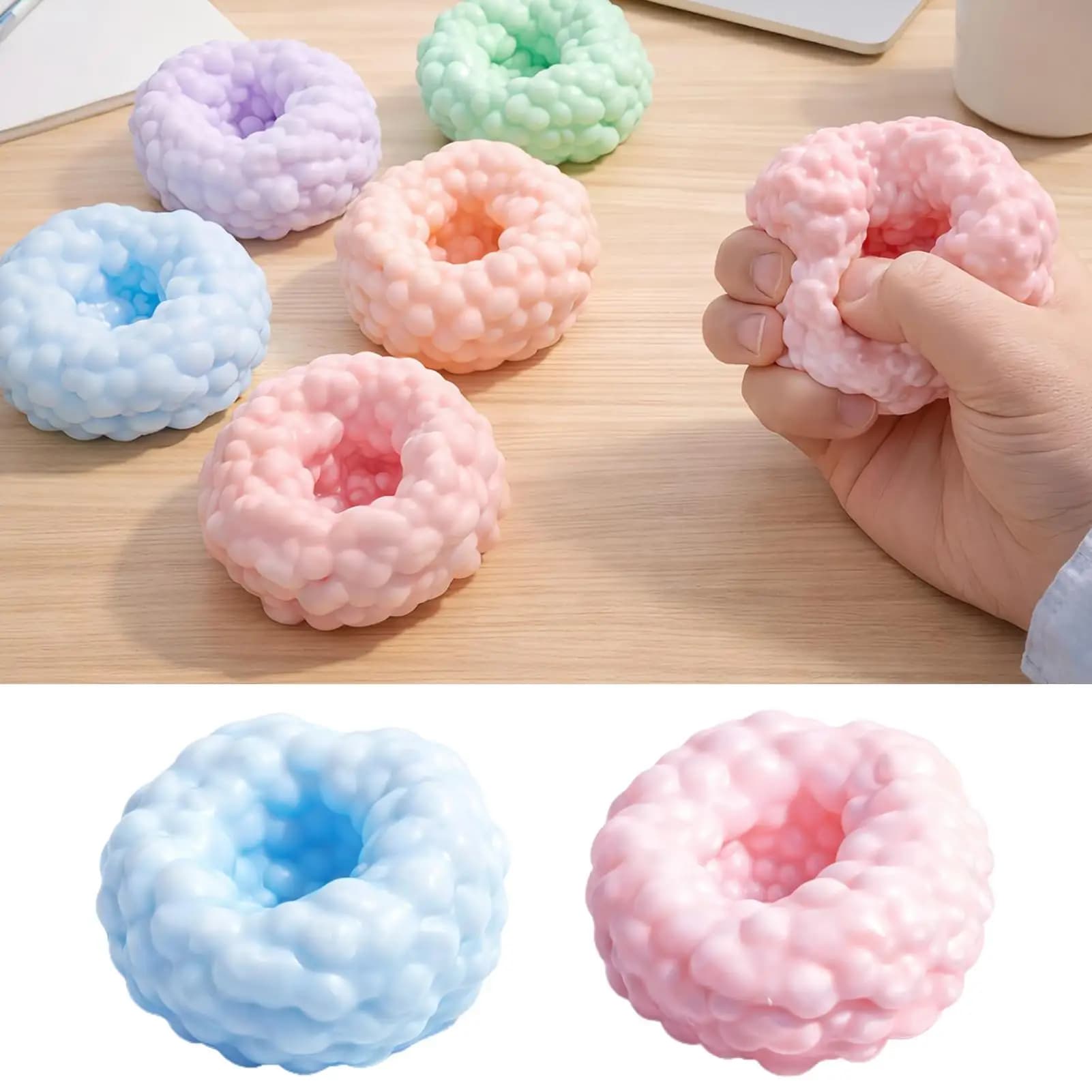 Crunchy Stress Ball Stretchy Fidget Toy Moldable Squeeze Balls Sensory Relief Gadget for Adults Students Studying Working