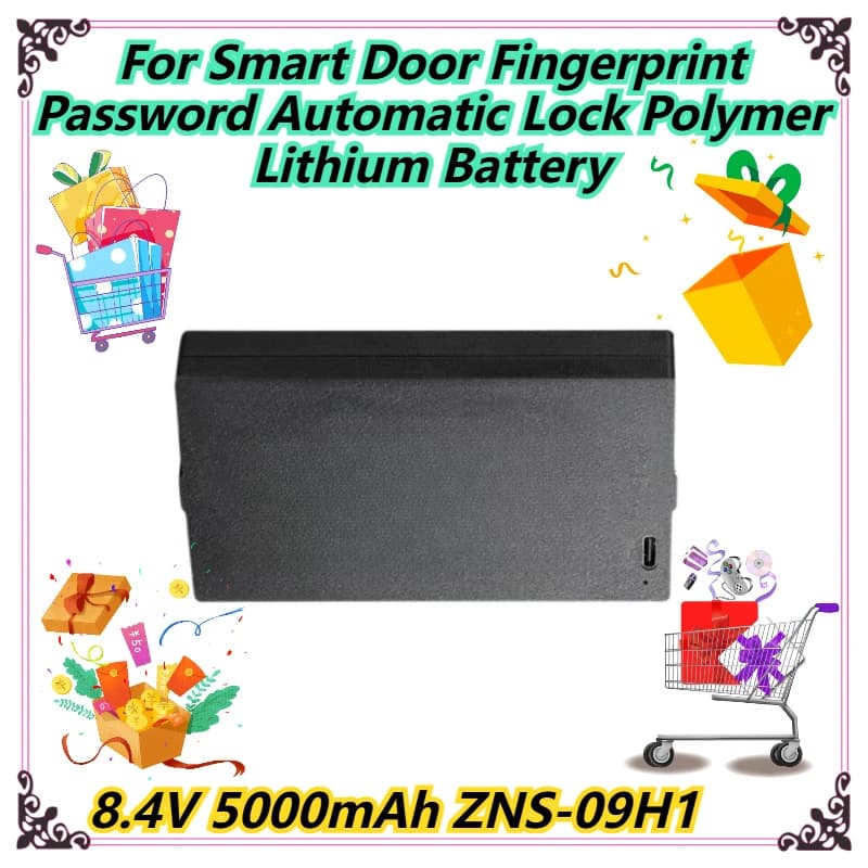 8,4 V 5000 mAh ZNS-09H1 per la batteria al litio polimerica con blocco automatico della password dell'impronta digitale della porta intelligente