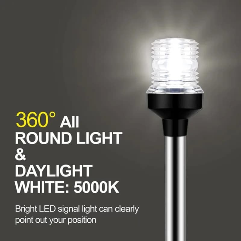 Luce di Navigazione LED Pieghevole a 360 Gradi per Yacht, Luce di Ancoraggio Marina 12~24 V, Luce di Segnalazione per Imbarcazioni, Accessori Nautici