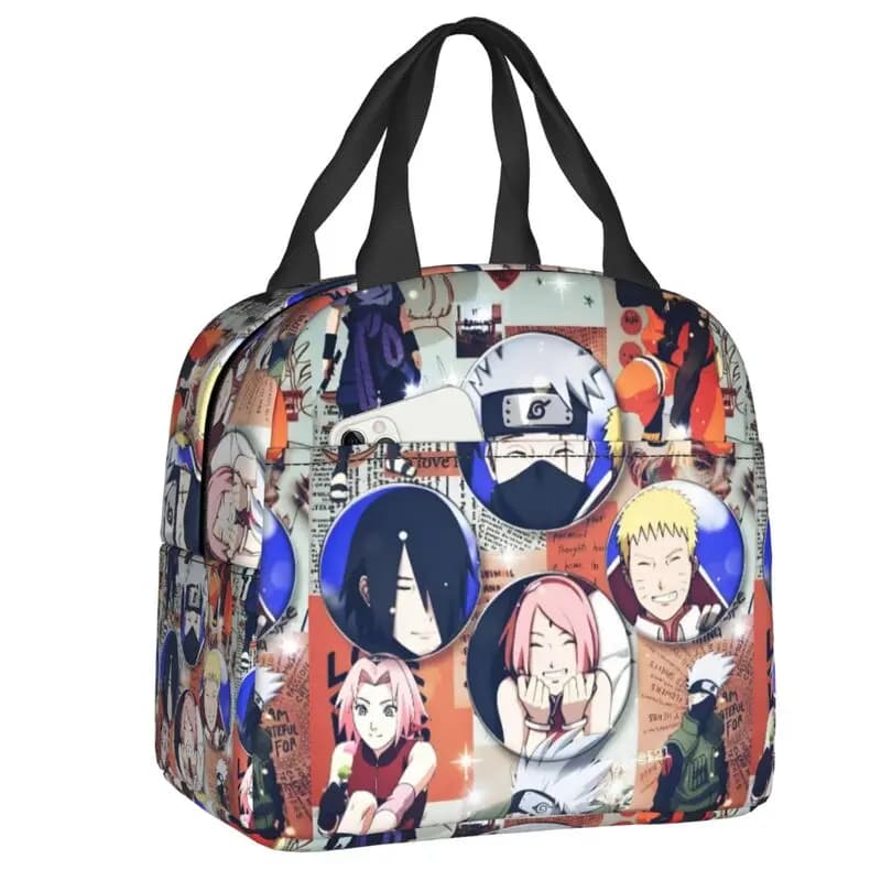 Borsa termica per il pranzo Anime Ninja Narutos per la scuola, l'ufficio, portatile, termica, per donne, bambini, contenitore per alimenti, borse tote