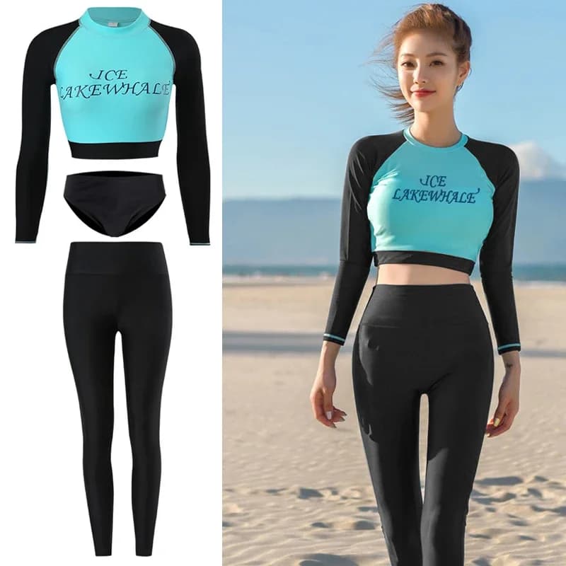 Korean woman swimsuit divided swimsuit long sleeve Snorkeling swimming pants long surf sun protection swimsuits quick drying