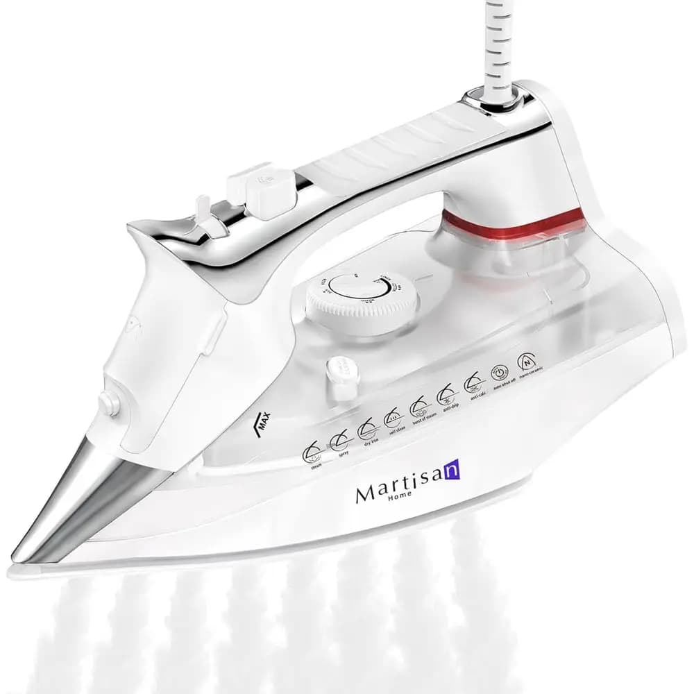 Ferro da Stiro in Ceramica Nano da 1800W con Getto di Vapore, Controllo Preciso della Temperatura, Spegnimento Automatico, Funzione di Autopulizia, Caratteristiche 4-in-1, Anti-Goccia, Anti-Calcare