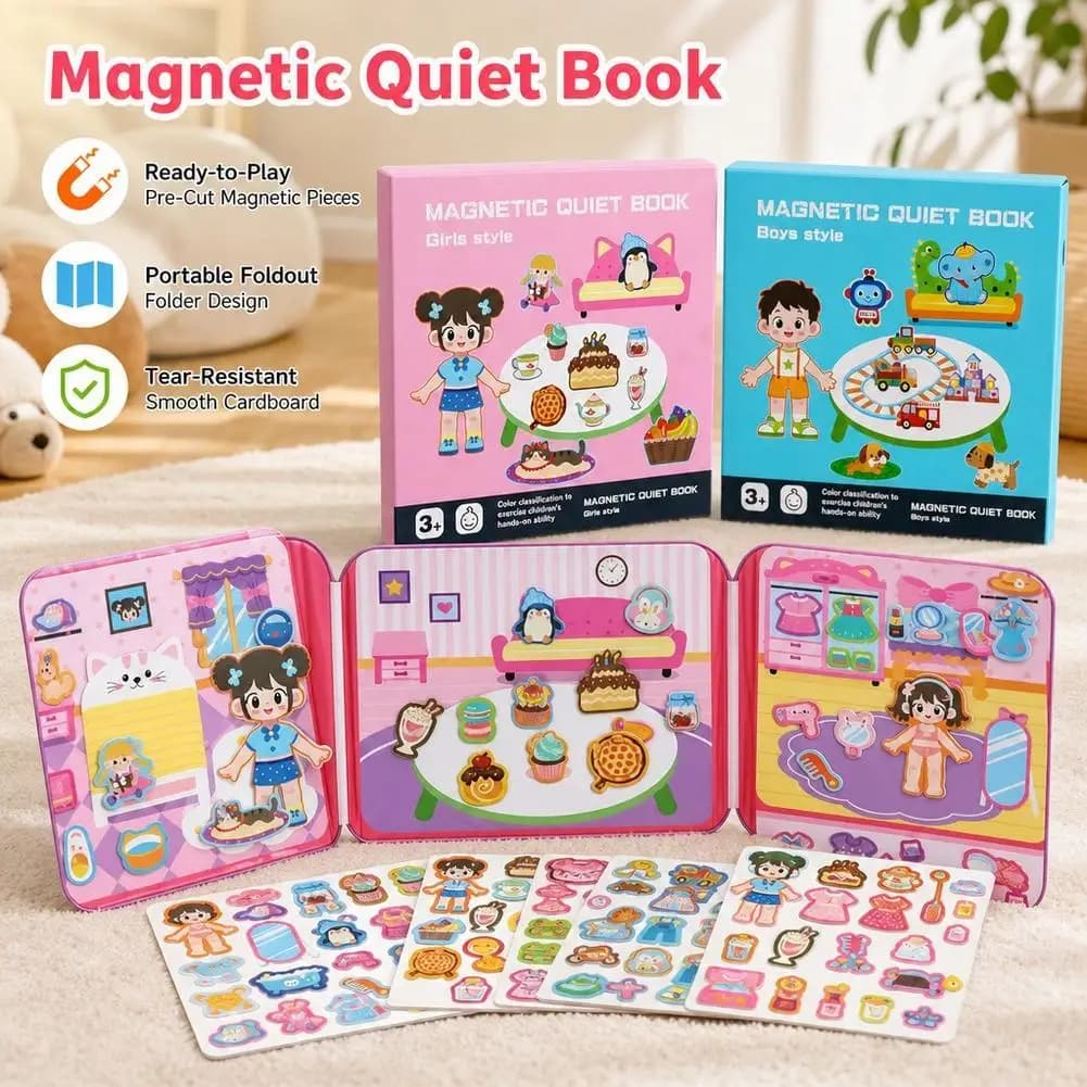 Magnetic Quiet Book Montessori Dress Up Busy Book Learning Educational Toy Matching Game Travel Activity Book For Girls Gift