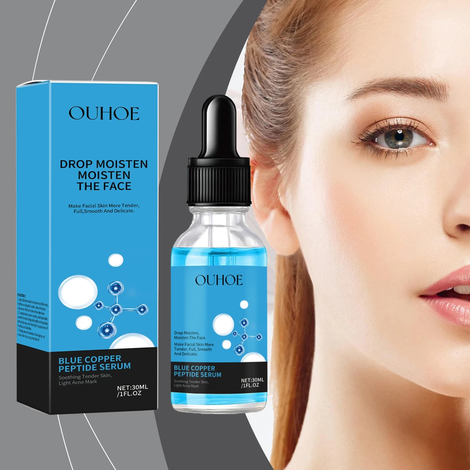 Copper Peptide Serum Shrink Pores Reduce Wrinkles Anti Aging Brightening Tightening Fine Lines Removal Repairing Facial Essence