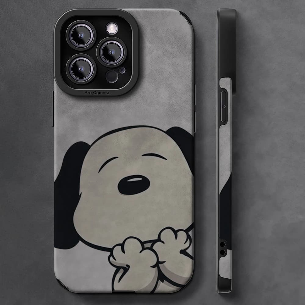 Custodia per telefono antiurto in pelle di agnello di lusso per IPhone 17 16 Pro Max Air 15 14 13 Max Charmed Pup Grin
