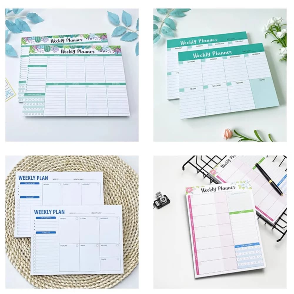 Agenda ampia da fare Pianificazione settimanale Blocco note Orari Cancelleria Pianificatore pasto settimanale Pad A5 Notebook Planner senza data