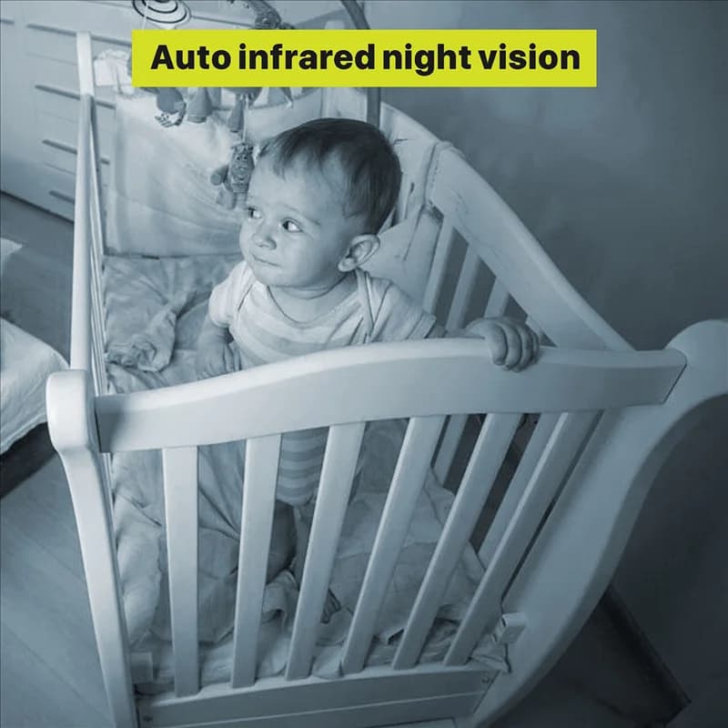 Nuovo baby monitor video per ninne nanne da 5 pollici con fotocamera e audio remoto Pan-Tilt-Zoom Sensore di temperatura audio bidirezionale Spina europea