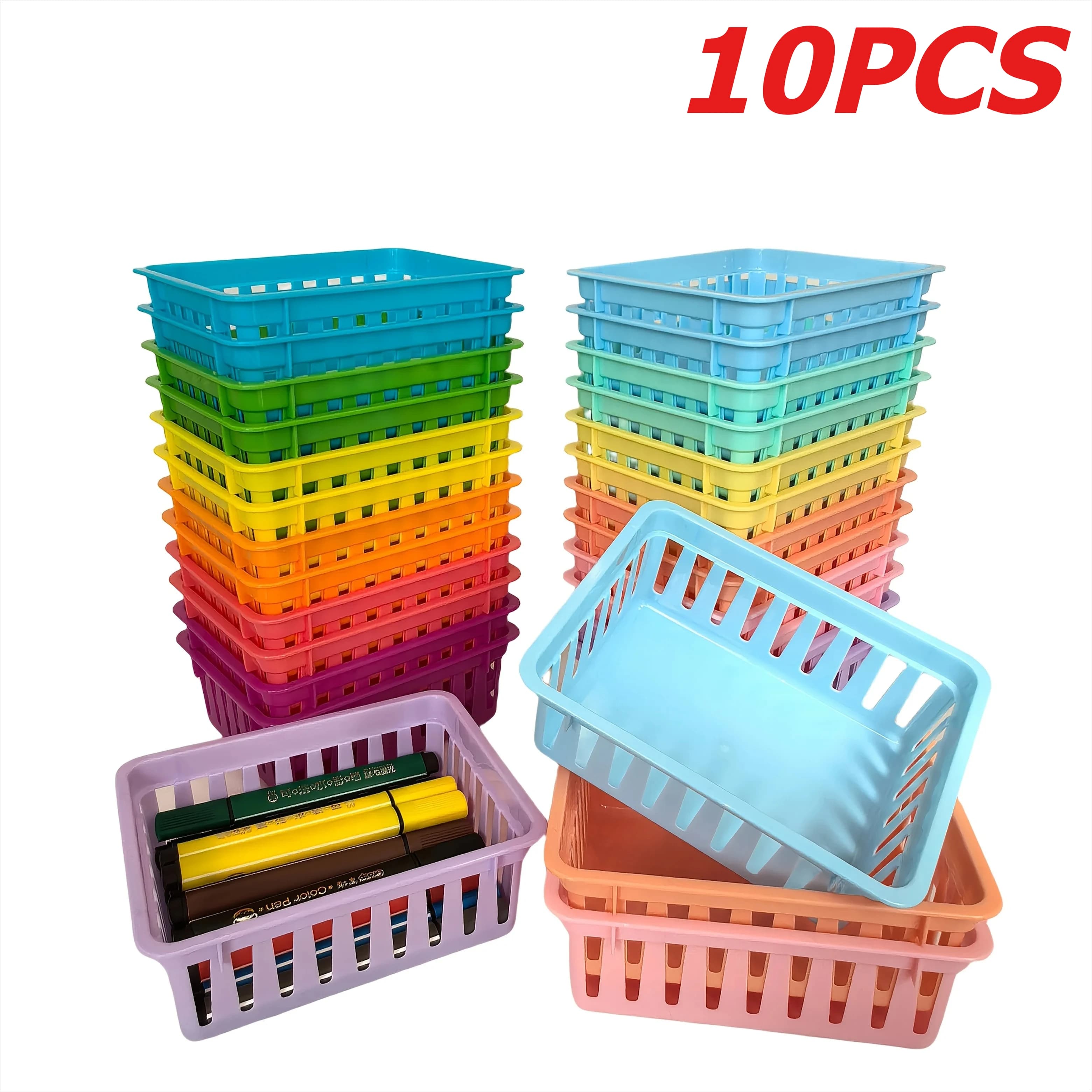 Mini cestini portaoggetti da 10 pezzi, vassoi organizer colorati, piccolo contenitore da scrivania per cancelleria, adatto per casa, ufficio, scuola, uso con cassetti