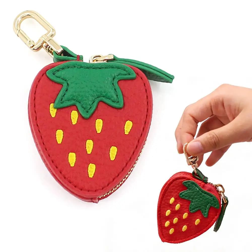 NUOVO Mini Portamonete in Pelle a Forma di Frutta e Verdura, Portafoglio con Cerniera, Custodia per Auricolari, Portachiavi, Ciondolo per Borsa, Regalo per Donne e Ragazze