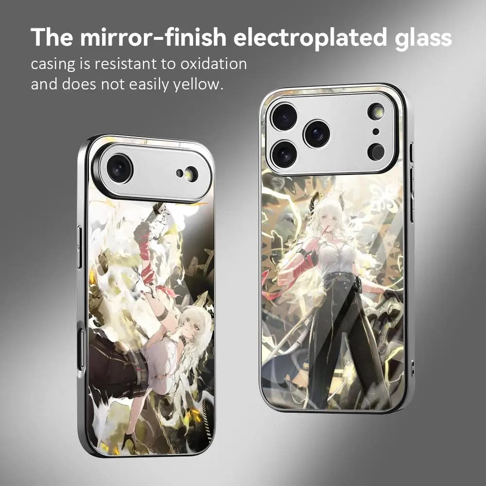 Wuthering Waves Zani Phone Case For iPhone 17 16 15 14 13 12 Pro Max Plus Electroplated Metal Bumper Case Tempered Glass Back