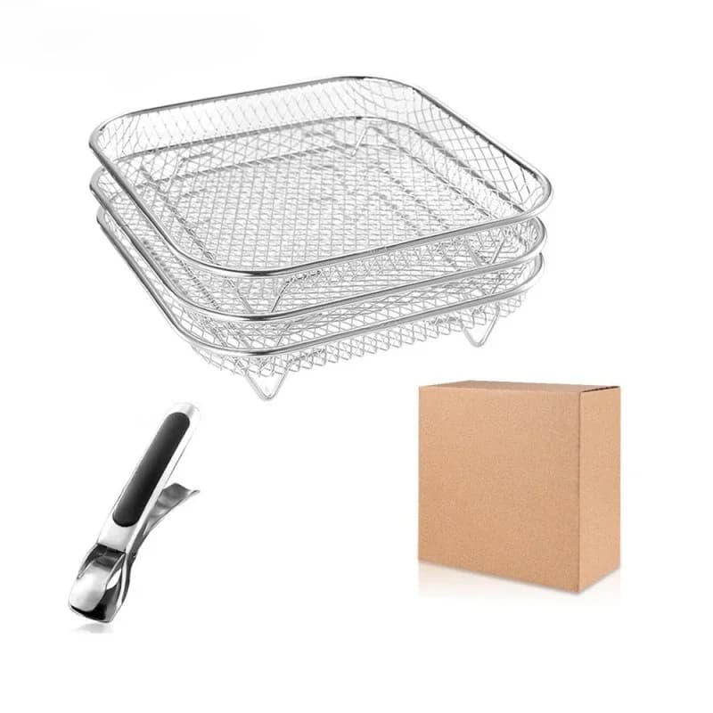 Barbecue Rack Stainless Steel Air Fryer Barbecue Rack Accessories Oil Filter Bracket Tool Square Steaming Rack