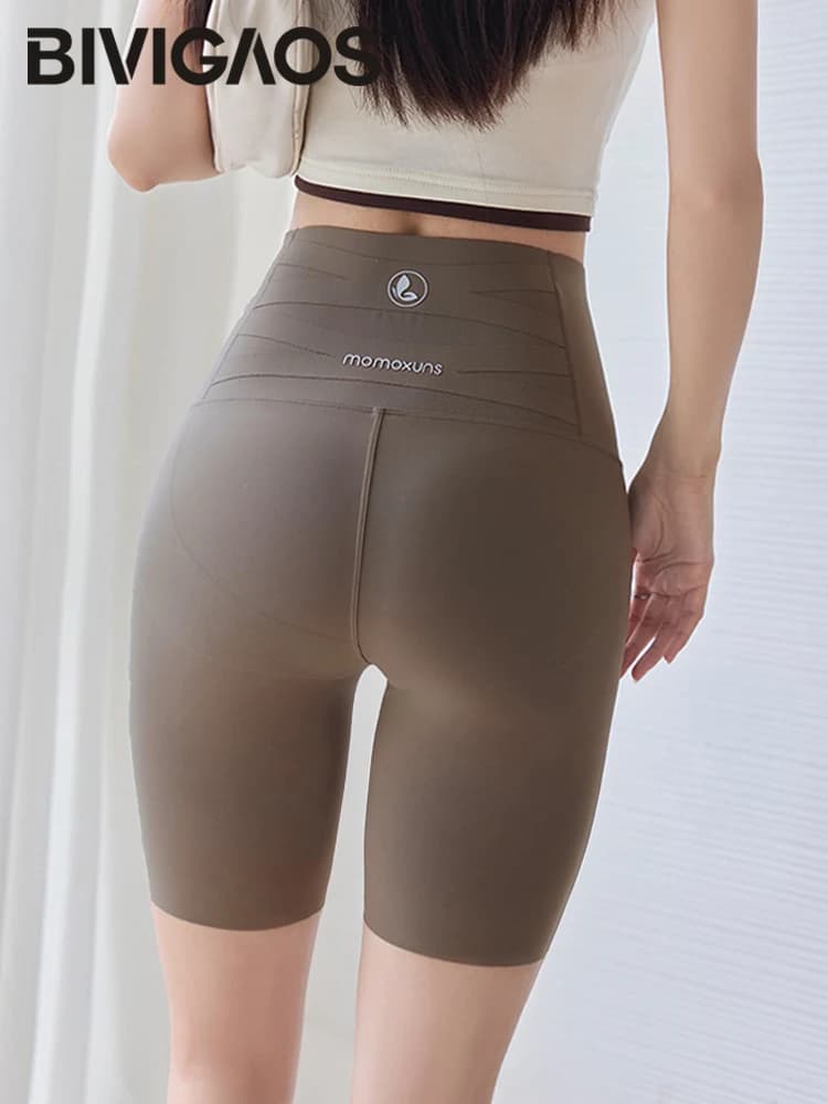 BIVIGAOS Summer Cycling Shorts for Women's Shark Leather Knee Shorts High Ankle Life Solar Protection Butt Lifter Sport Running Biker Short