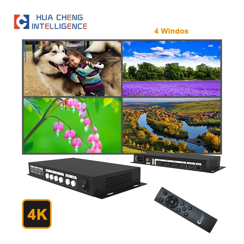 4x1 4K Quad Multi Viewer 4 In 1 Out Multiviewer Switcher con telecomando per Monitor Camera PC PS4 a HDTV progetto schermo LCD