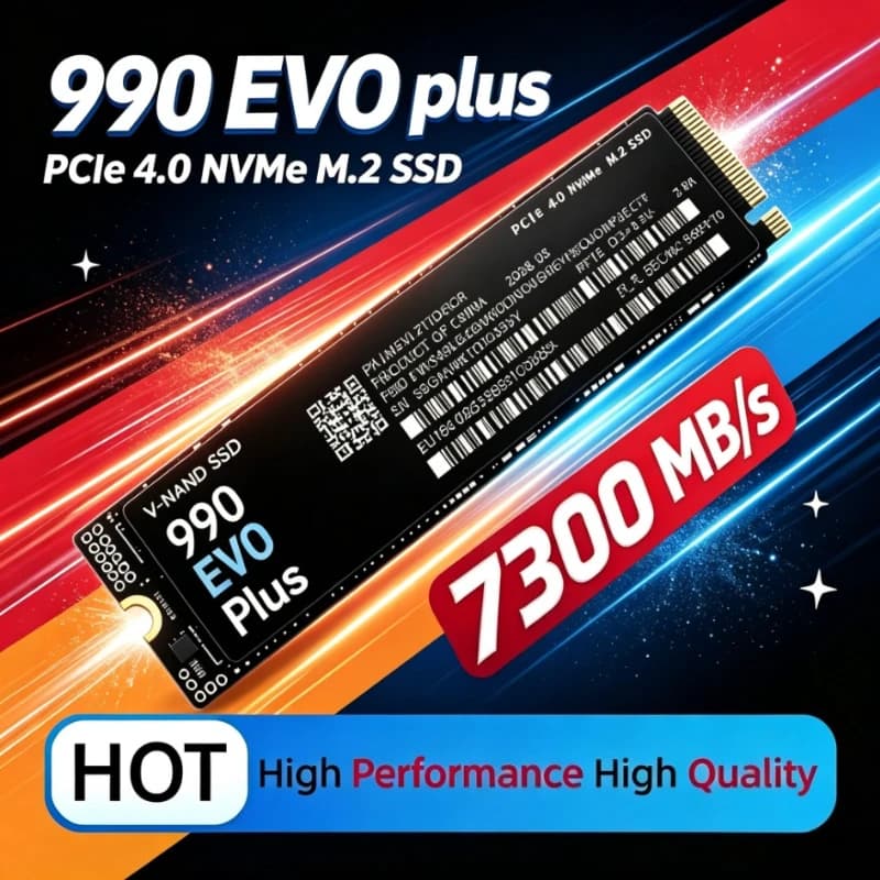 New 990 EVO Plus M.2 2280 NVMe SSD PCIe Gen4.0 X4 7300MB/s TLC 3D NAND 500GB-4TB Internal Gaming Drive for PS5 PC Laptop Desktop