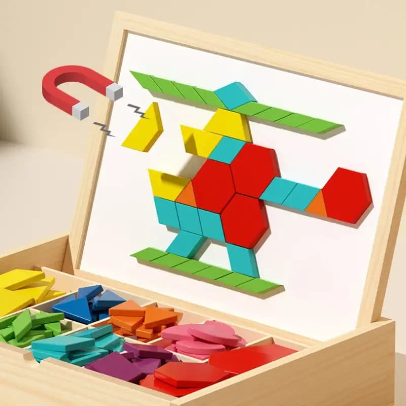 Illuminazione della prima infanzia Puzzle per bambini Giocattoli educativi geometrici in legno Gioco a casa Compagno di famiglia creativo