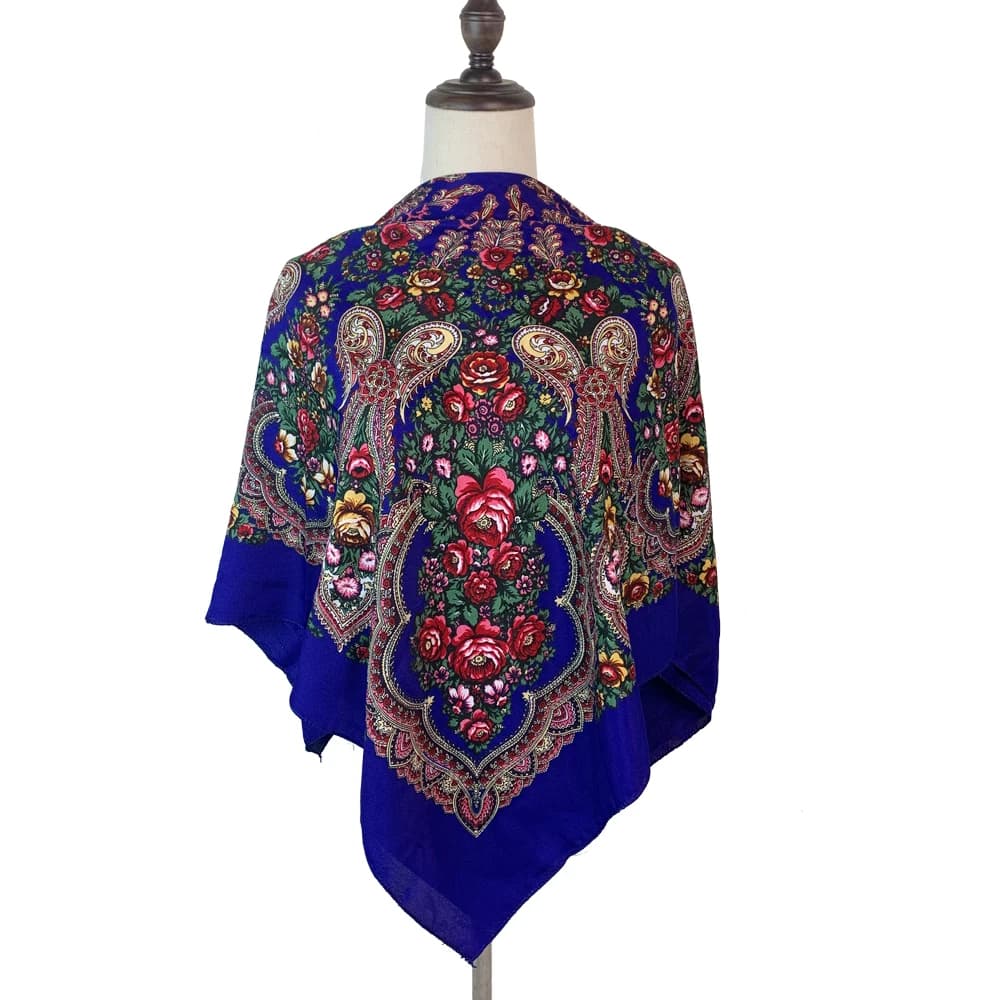 100*100 cm Sciarpa quadrata russa Donna Lusso Stampa floreale Bandana Scialle Sciarpe ucraine Babushka Fazzoletto Avvolge la testa