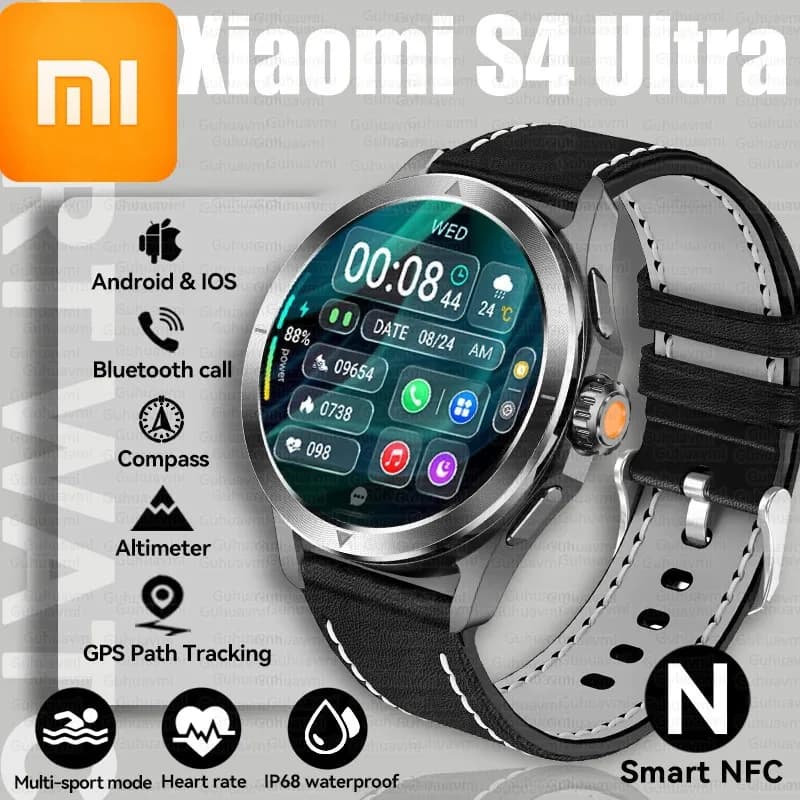 Xiaomi S4 Ultra SmartWatch for Men, Waterproof IP68, AMOLED, GPS for Open Sports, Compass, Cardiofrequencymetro, NFC, BT Calls