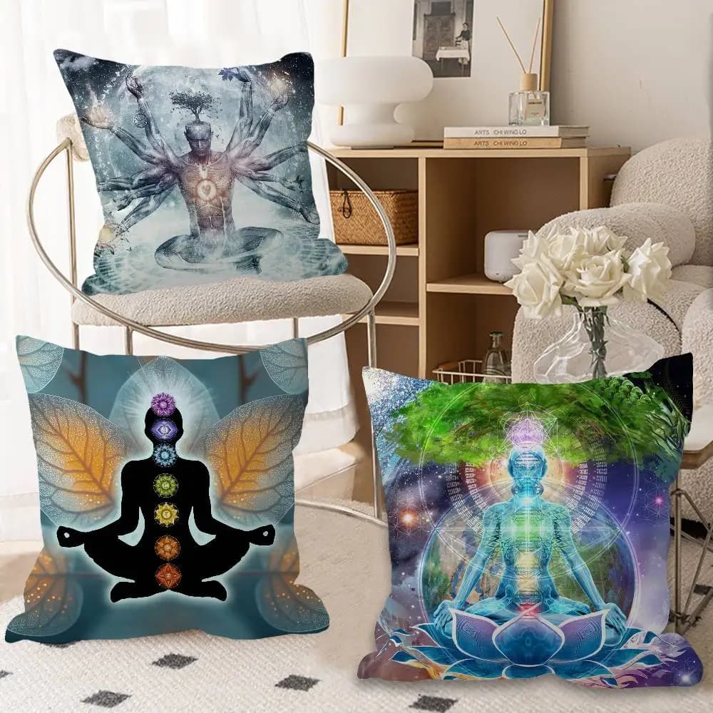 Meditation Seven Chakra Pillow Gift Home Office Decoration Bedroom Sofa Car Cushion Cover case 45x45