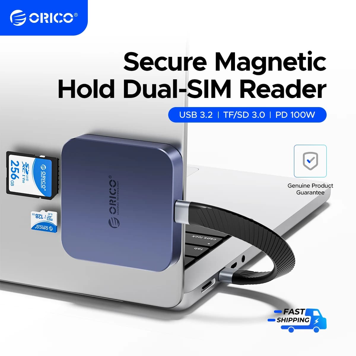 Hub USB-C Magnetico ORICO con Lettore Schede SD/TF per Docking Station Magsafe Telefono/PC, Adattatore Schede SD/TF PD100W per iPhone 17/16 Pro