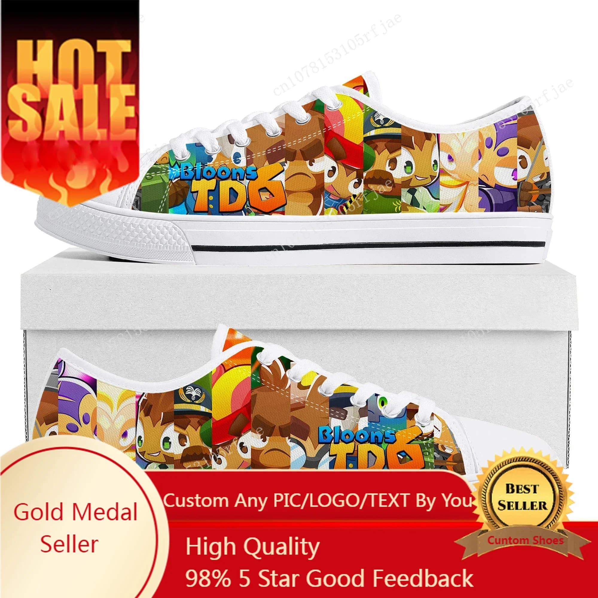 Bloons TD 6 Sneakers basse Gioco di cartoni animati Donna Uomo Adolescente Moda Sneaker in tela Coppia Scarpe personalizzate