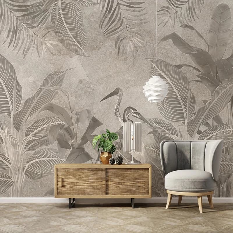 Custom 3D Mural Wallpaper Retro Tropical Plant Flowers Bird Mural Paper Bedroom Living Room Home Decoration Apartment Renovation