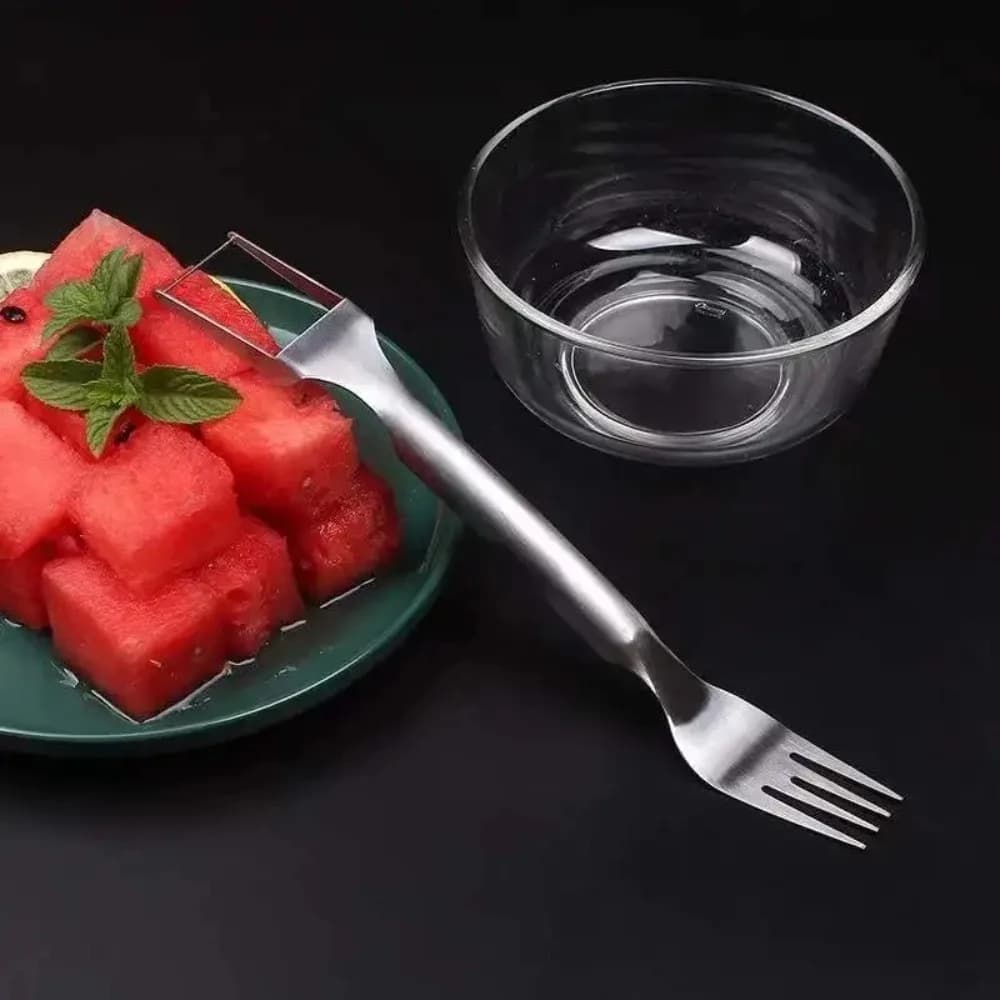 New Multi-purpose Portable 2In1 Watermelon Fork Slicer Watermelon Slicer Cutter Knife Stainless Steel Kitchen Fruit Cutting Fork