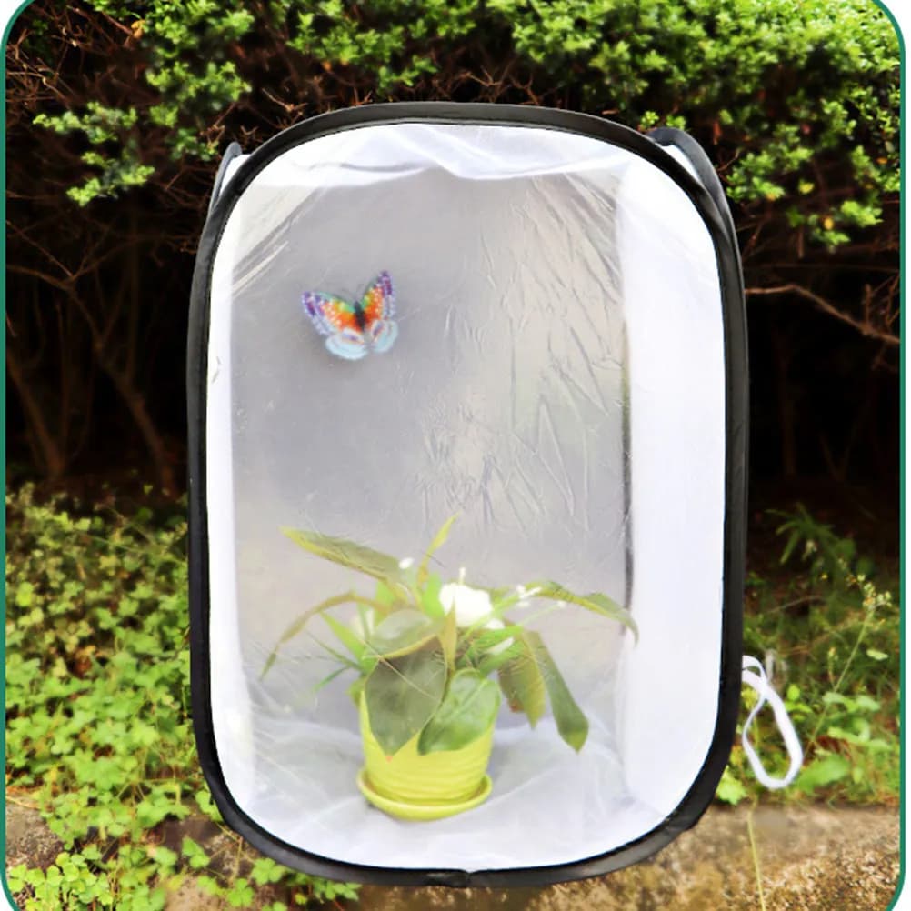 Gabbia per insetti pieghevole bianca, casa portatile per insetti, habitat per libellule, esplorazione all'aperto, studio della natura per bambini, rifugio in rete per insetti