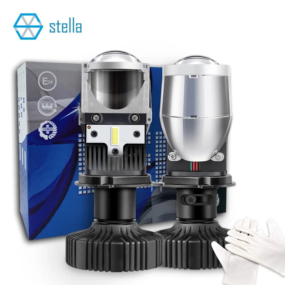 Stella 55W/Lampadina H4 LED Mini lampada per proiettore per auto/moto Lente LED Luce Fari automatici 12V bi diodi lampada di ghiaccio H4 CANBUS