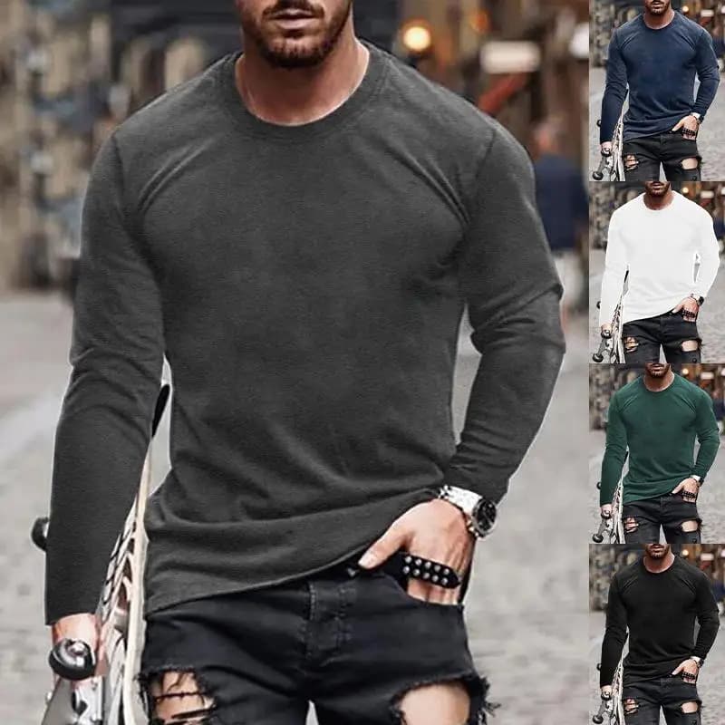 White Ink Hot Stamping Long Sleeve Men's T-Shirt Customizable DIY Print Unisex Long T-Shirt Quality Fabric Resistant to Fading