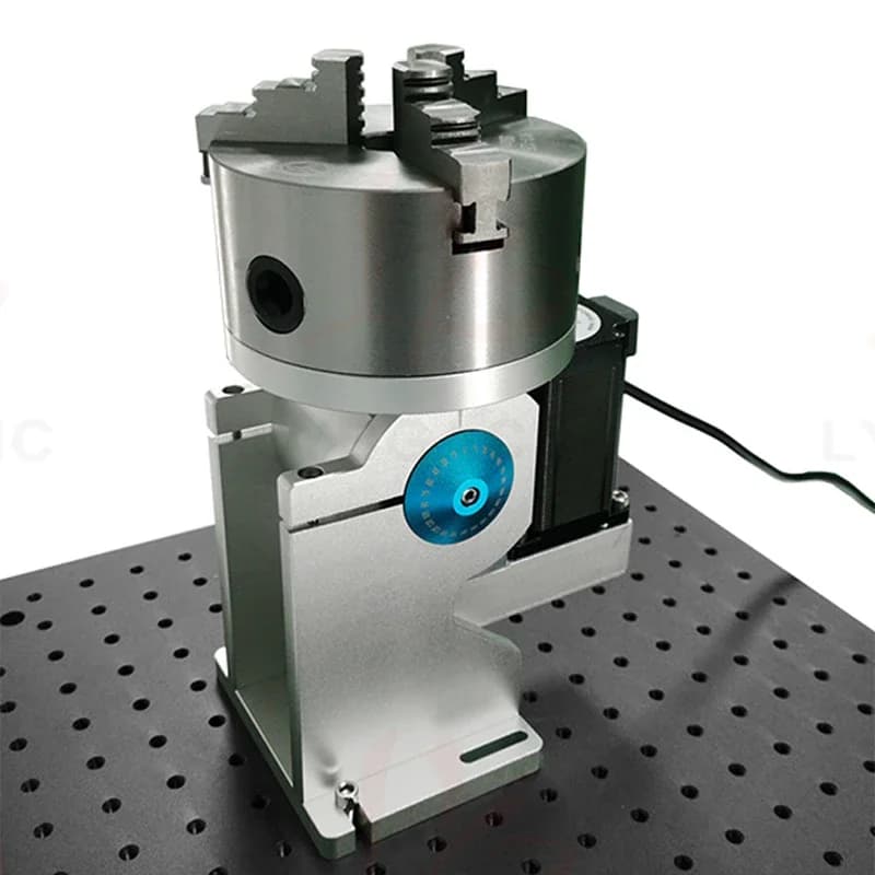 Asse Rotante a 3 Griffe con Foro Passante, 4° Asse di Rotazione, Diametro 80mm 100mm 125mm per Macchine Laser CO2 a Fibra per Saldatura, Incisione e Marcatura