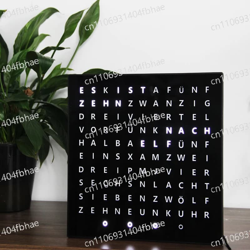 CP37M Decorative Watch Announcing Hour in Words, Wall Clock Square with German Alphabet