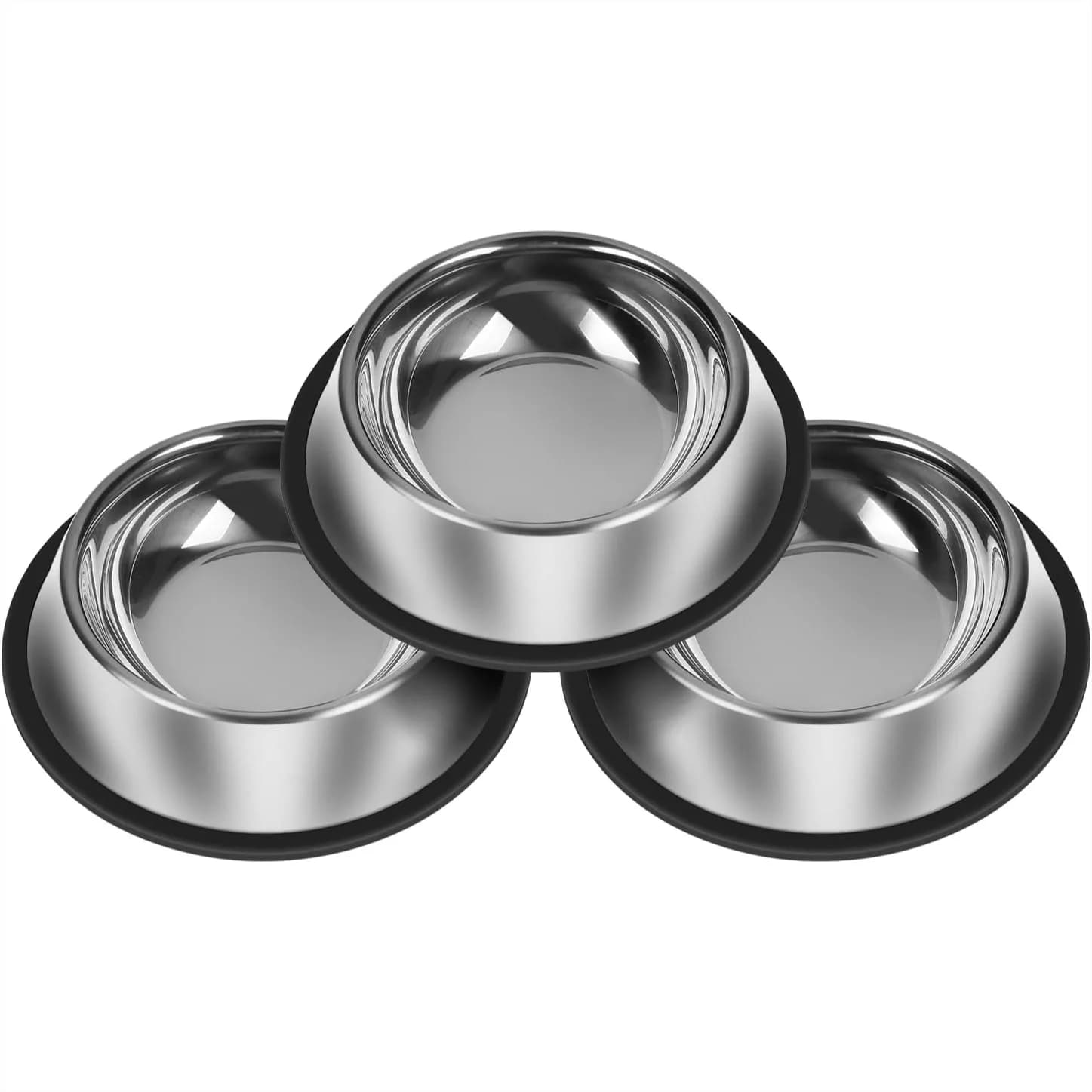 Set di 3 ciotole per cani in acciaio inossidabile, ciotole antiscivolo per cibo e acqua da 13 Oz, lavabili in lavastoviglie, resistenti alla ruggine, in metallo, per animali domestici di taglia piccola, media e grande.
