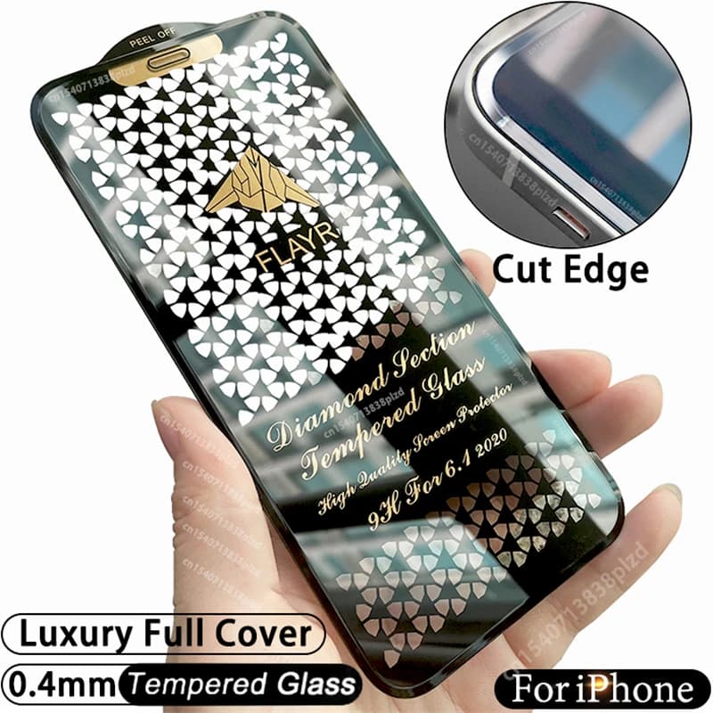 Cut Edge Vetro temperato di lusso per iPhone 17 15 14 13 12 11 16 Pro Max Protezione schermo 17 Air Plus X XS XR Pellicola a copertura totale