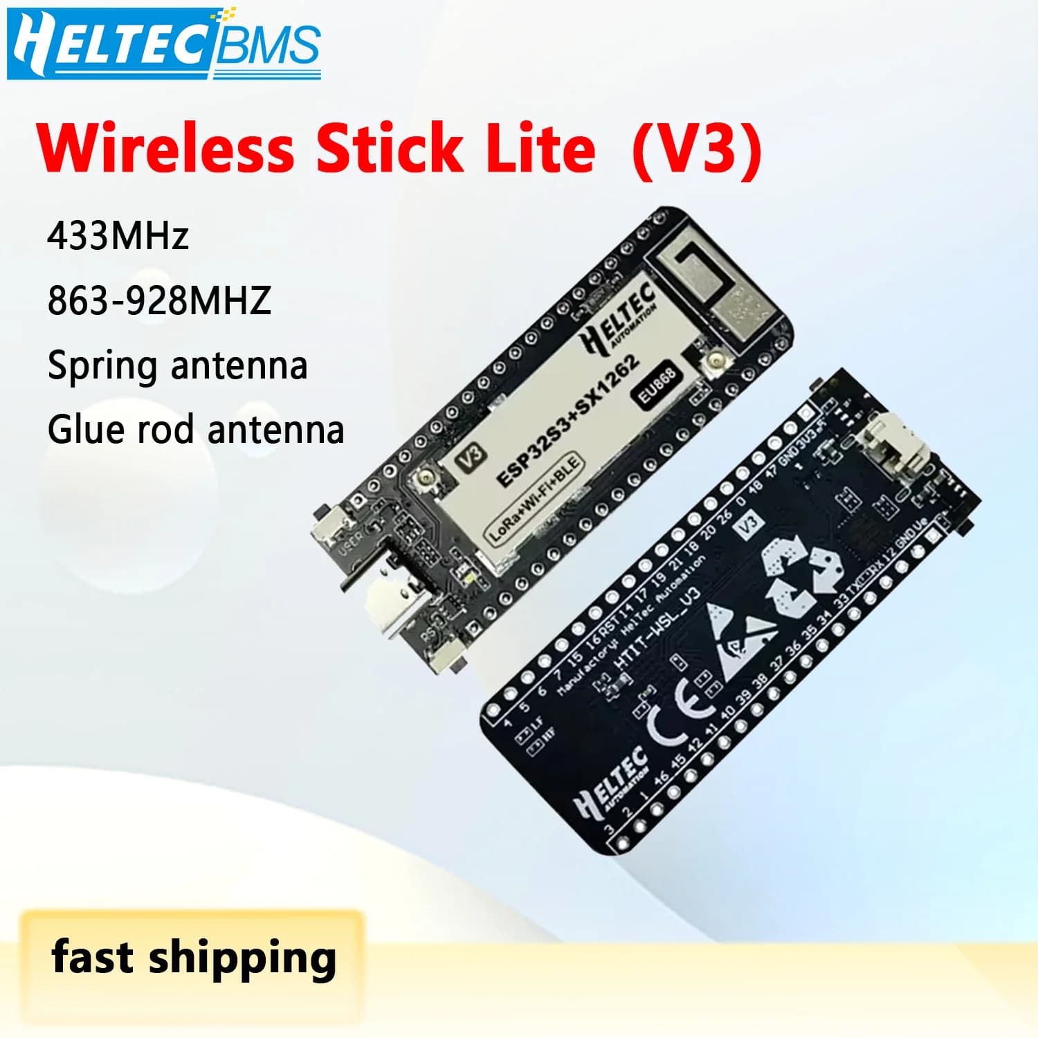Heltec Wireless Stick Lite(V3)ESP32 with SX1262 for Wi-Fi, Bluetooth and LoRa, perfectly supports Arduino