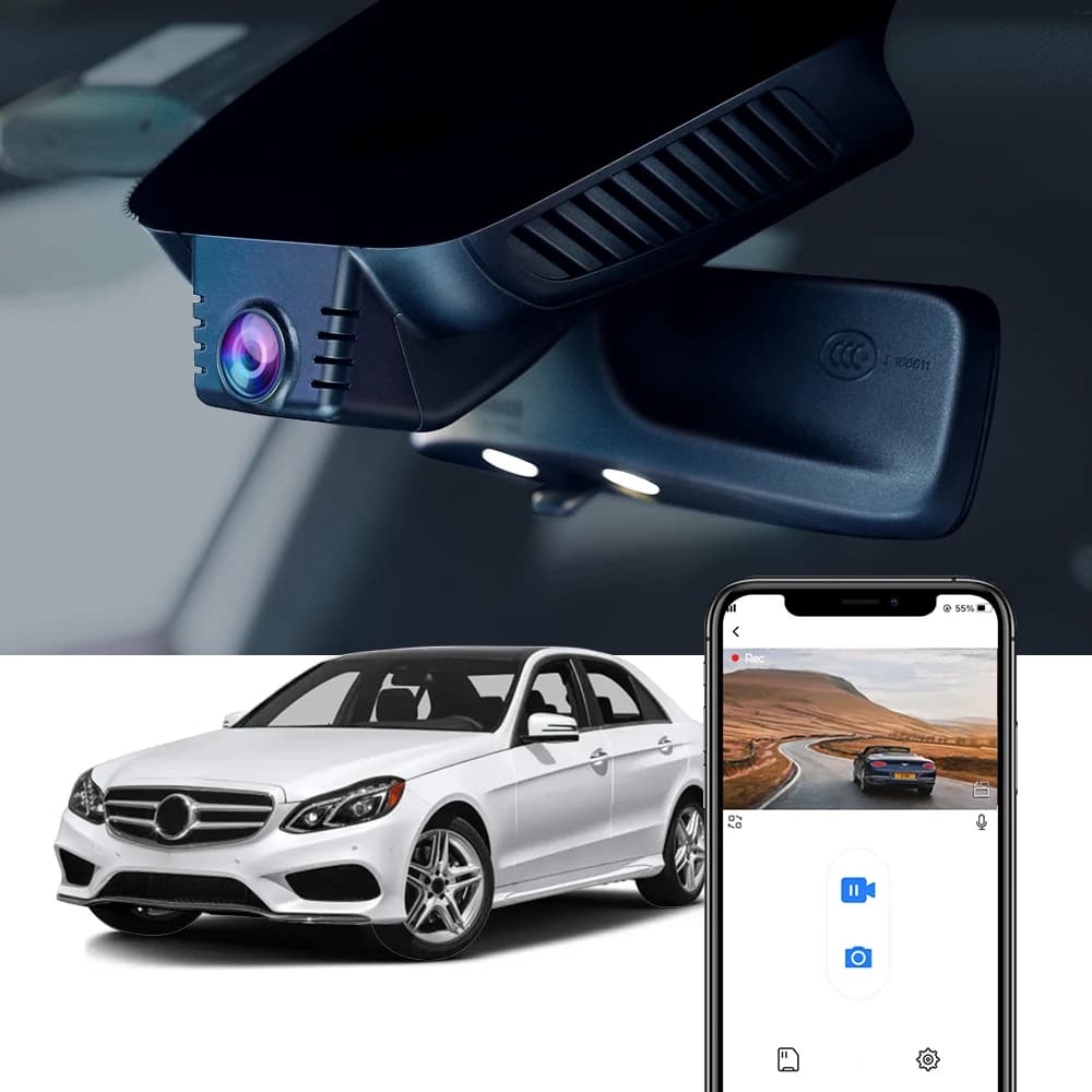 DVR per auto 4K 2160P per Mercedes Benz Classe E W212 2010 2011 2012 2013 2014 2015 2016, Fitcamx Dash Cam Controllo WIFI tramite APP
