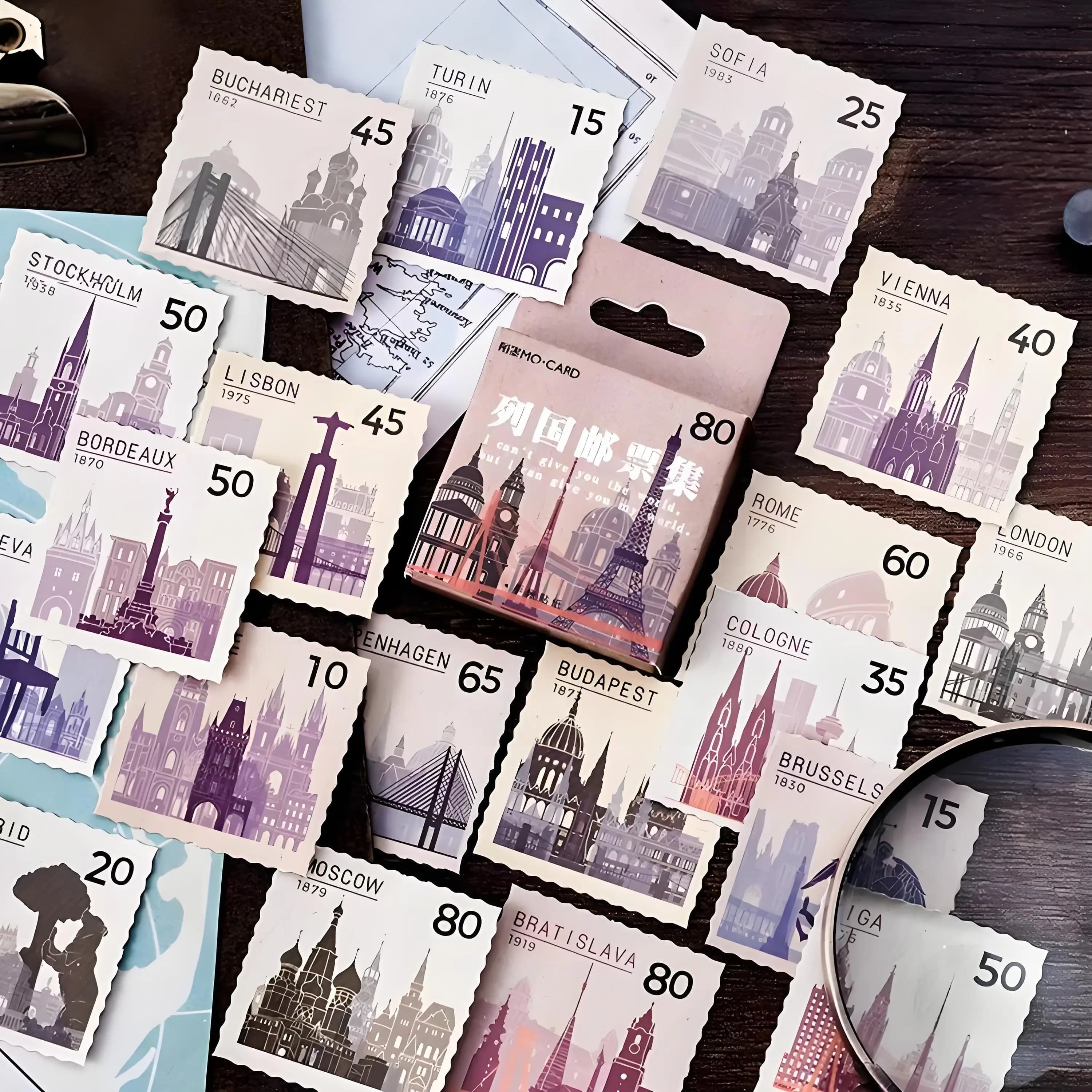 46Pcs/Set Various Countries Stamp Decorative Stickers - DIY Scrapbooking Label Album Sticker