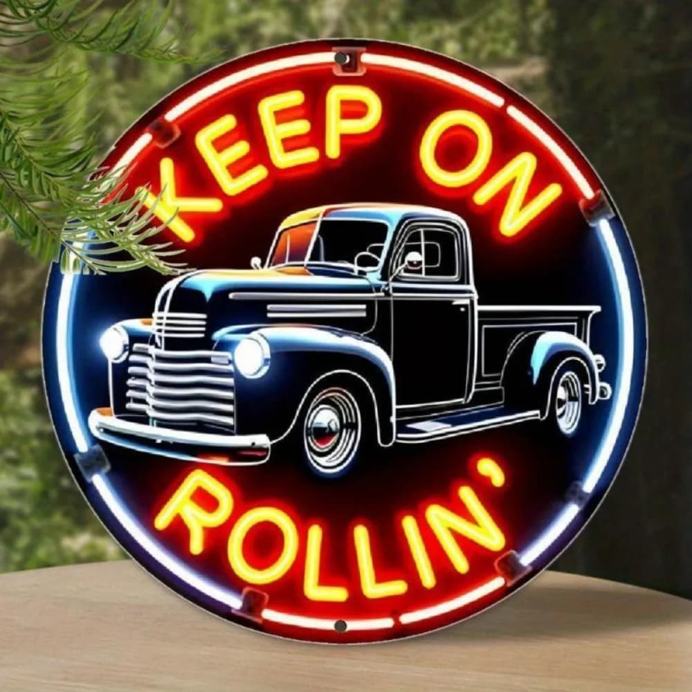 Insegna al Neon LED Vintage con Scritta "Keep Rolling" per Arredamento Casa, Bar, Spiaggia e Villa