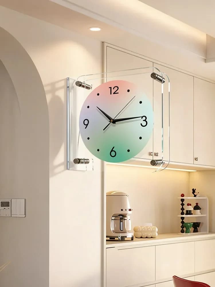 Bauhaus Dual-Sided Wall Clock for Corner Home Decor Creative Space Saving Decor Clocks Minimalist Art Design Hanging Clock