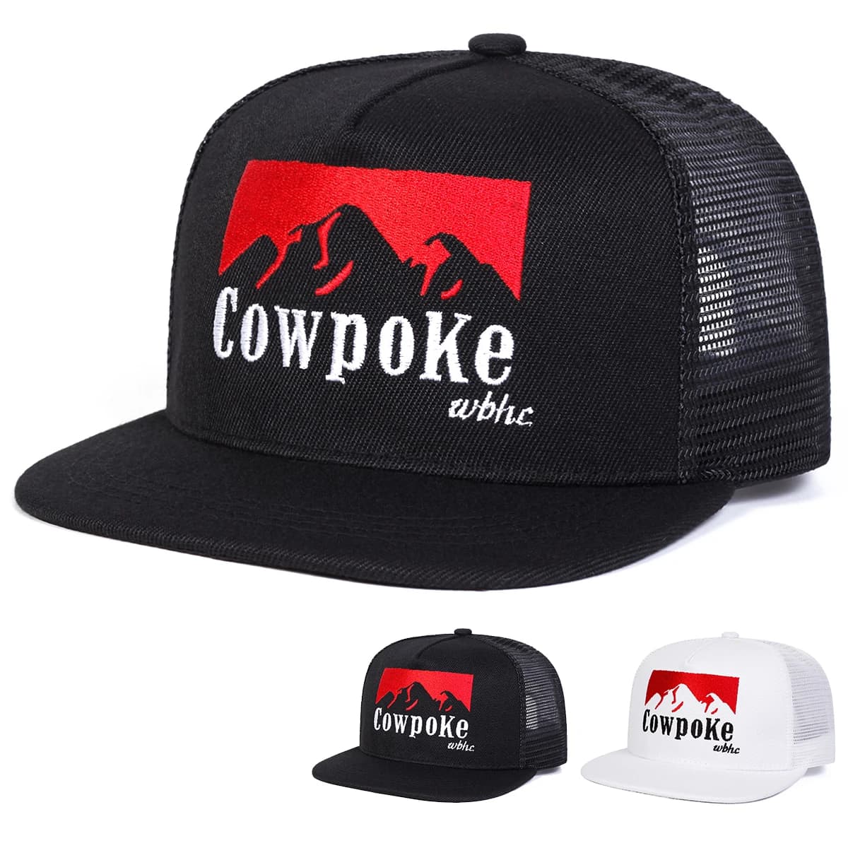 Hip-hop mesh hats with embroidery letter COWPOKE unisex Adjustable casual baseball caps for outdoors spring summer sun protection hat