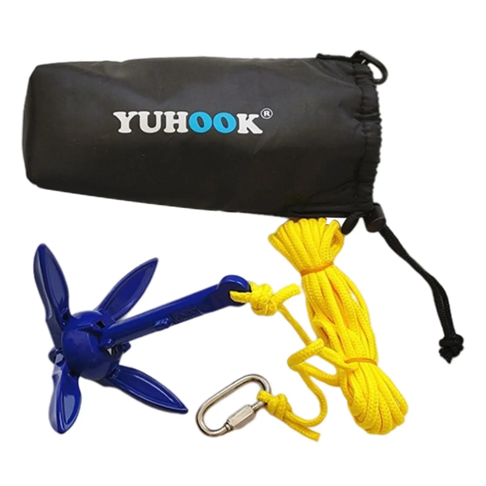 Kit Ancoraggio Portatile con Ancora a Rampino e Corda da 4,8 m Pieghevole per Piccole Imbarcazioni Marine 0,4 kg 0,88 libbre Accessori