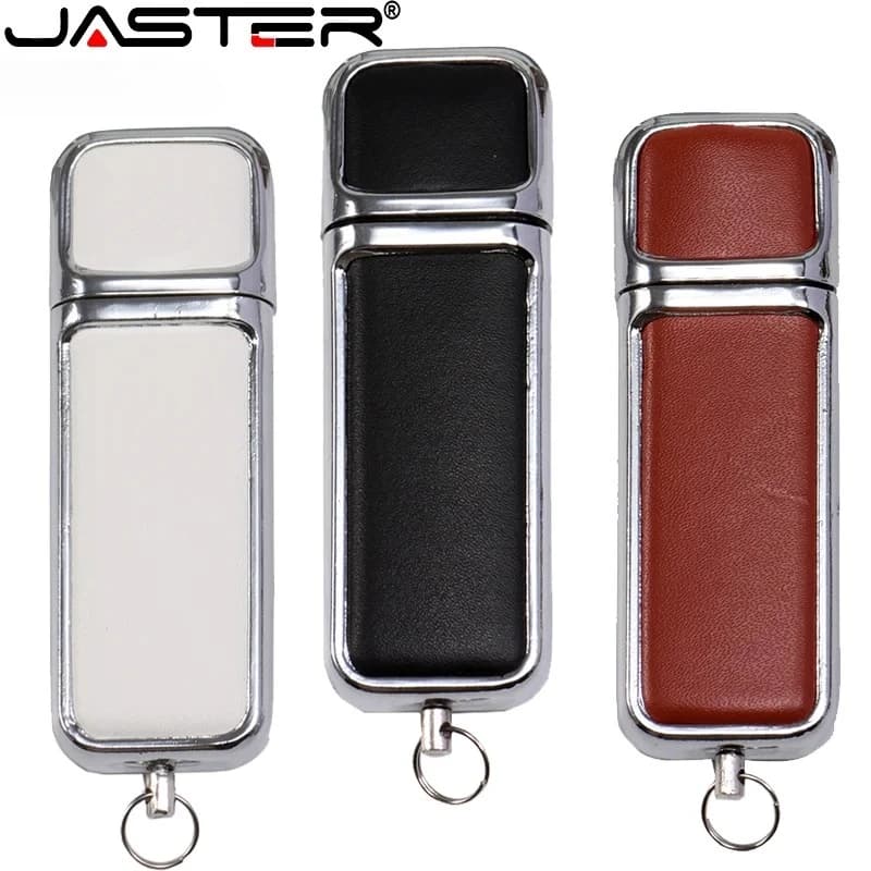 JASTER Logo personalizzato gratuito Chiavetta USB 2.0 128 GB Memory Stick in pelle nera 16 GB 32 GB Chiavetta bianca rossa 64 GB Regalo di nozze 64 GB
