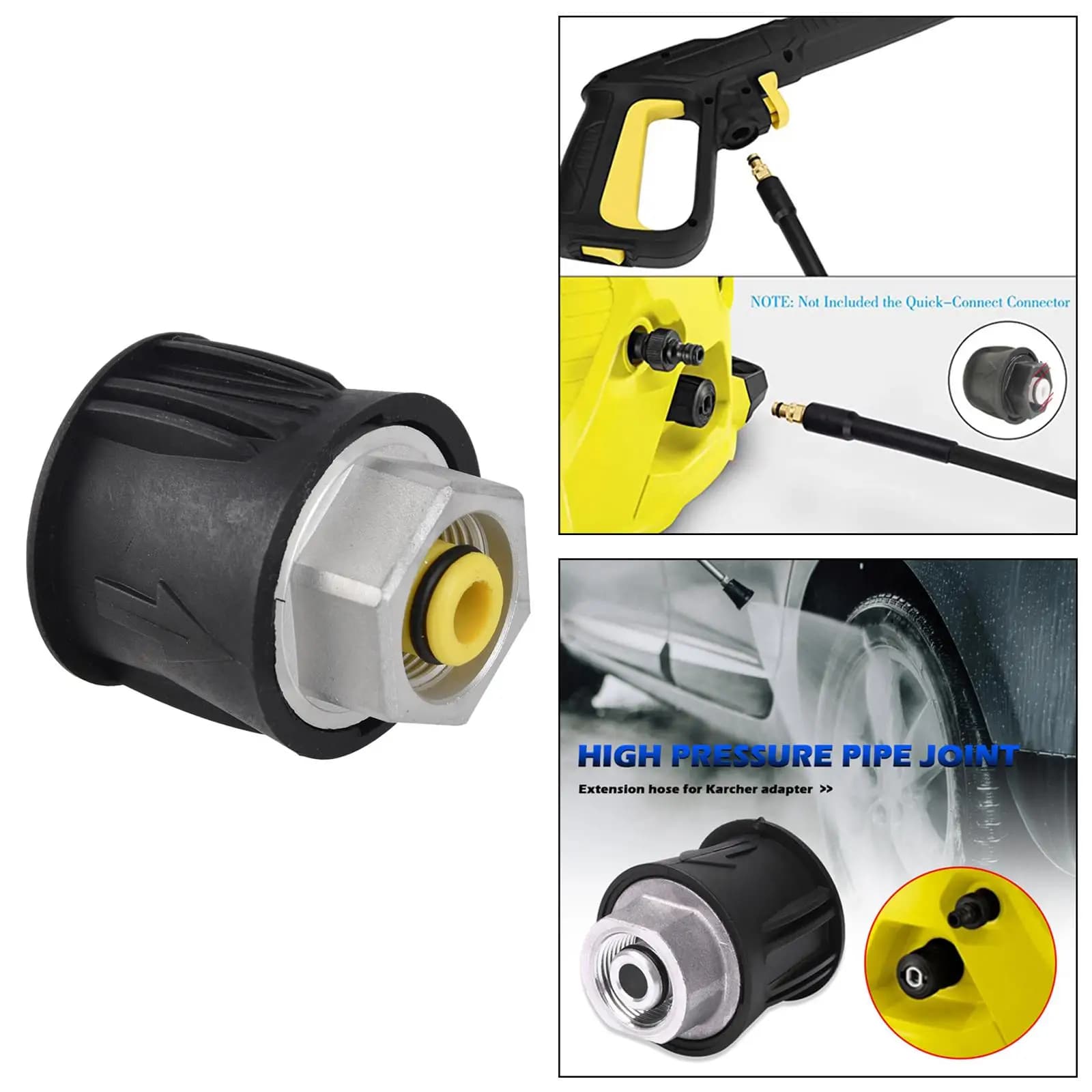 Pressure Washer Adapter High Pressure Hose Aluminum Extension Fitting for Garden Sprayer Set