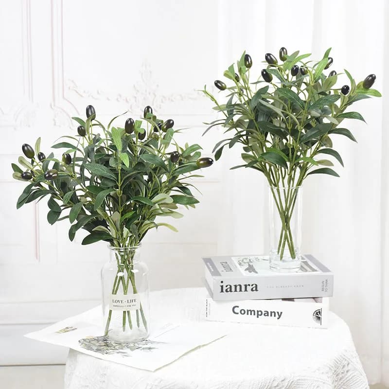 1/3 Pieces Artificial Olive Copper with Sheets and Fruits for Home Decoration, Garden, Vase, Wedding Bouquet, Silk Flowers