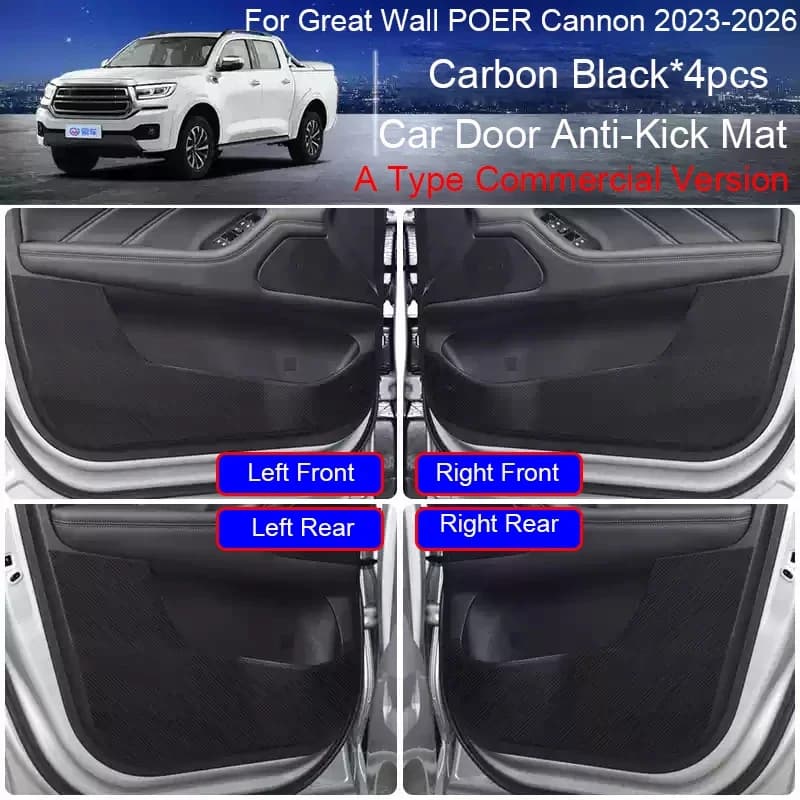 Auto B-Pillar Anti-Sporco Porta Anti-Calcio Proteggi Pad In Pelle PU Per Great Wall POER CANNON 2023-2026 Accessorio Resistente ai Graffi