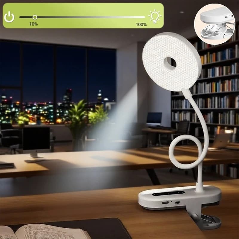 Lampada da tavolo USB portatile Lampada da scrivania con clip ricaricabile Lettura da letto Studio Luce notturna Touch 3/5 Modalità di regolazione Luce di protezione degli occhi