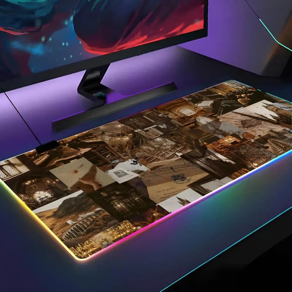 P-Potters W-Wand Art H-Harries Mouse Pad RGB retroilluminato, tappetino per mouse per laptop, accessori da gaming per computer e scrivania