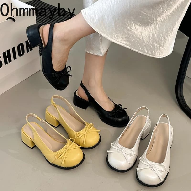 Women's Sandals Spring Autumn with Chiusa, Tacco Alto Grosso, Slingback, Elegant for Party, Mule, Zapatos Mujer