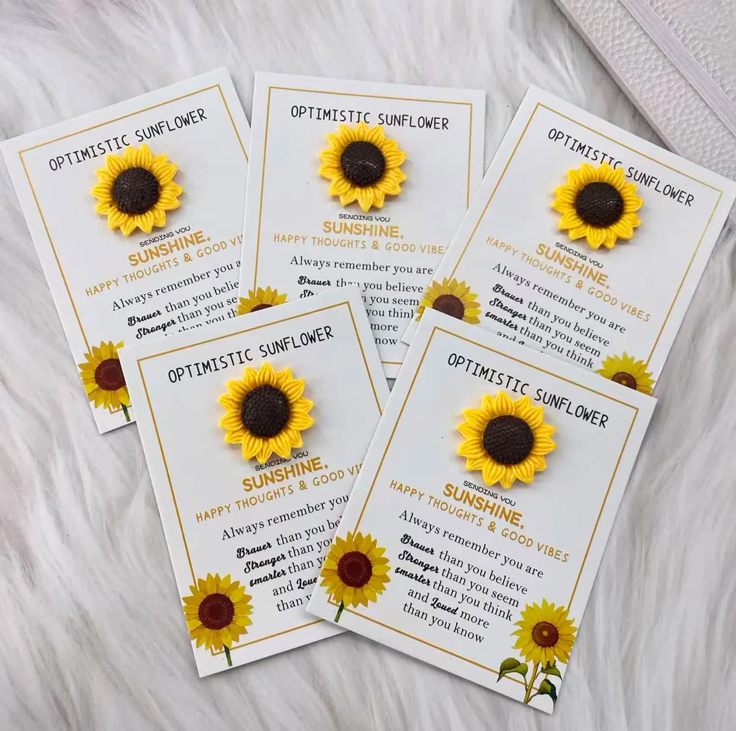 ​ 5 pezzi ​ Biglietto abbraccio tascabile girasole, regalo di incoraggiamento per l'ansia, gettone ricordo dell'amicizia per supporto e coraggio