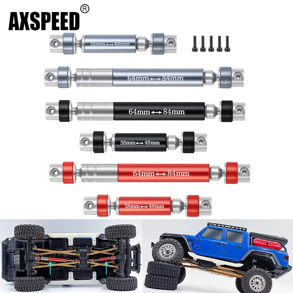 AXSPEED 2 pezzi albero motore centrale in acciaio inossidabile e alluminio per parti di aggiornamento per auto cingolate Axial SCX24 1/24 RC
